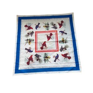 National Wildlife Federation Vintage Bird Print Square Scarf Lightweight White